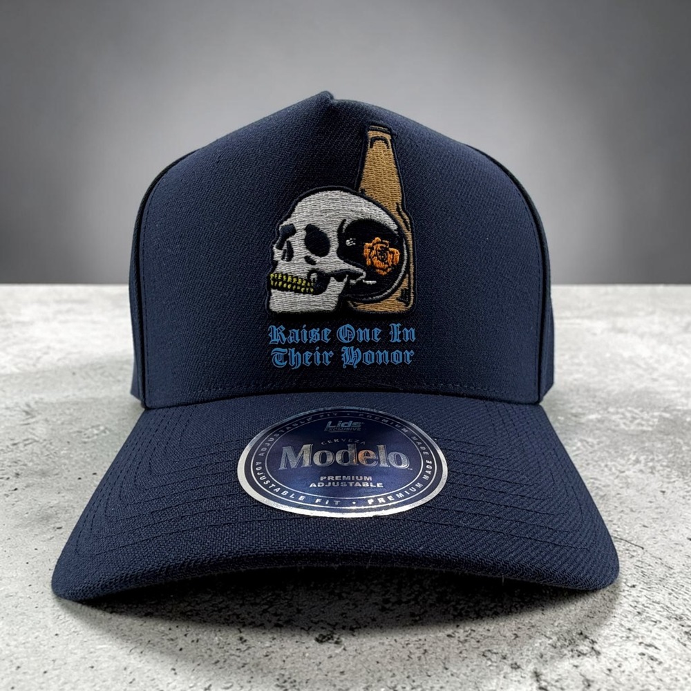 Modelo x Lids Day Of the Dead A Frame Hat Blue Adjustable Snapback Beer Cap NEW